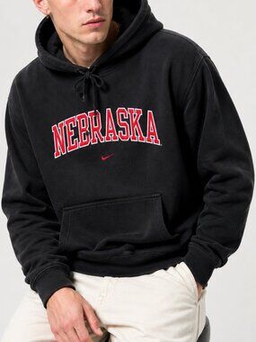 NEBRASKA Huskers Nike Black Hooded Sweatshirt XL